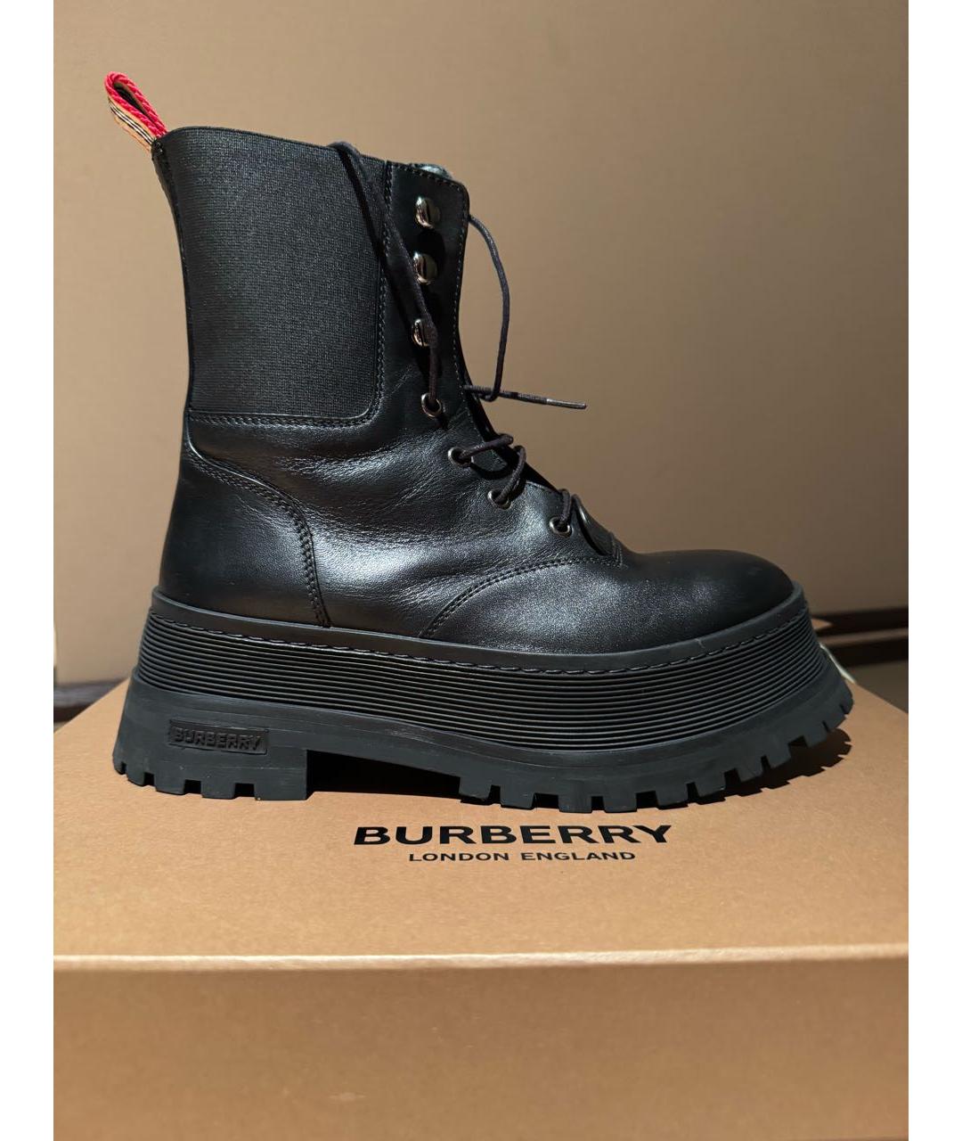 BURBERRY Черные кожаные ботинки, фото 5
