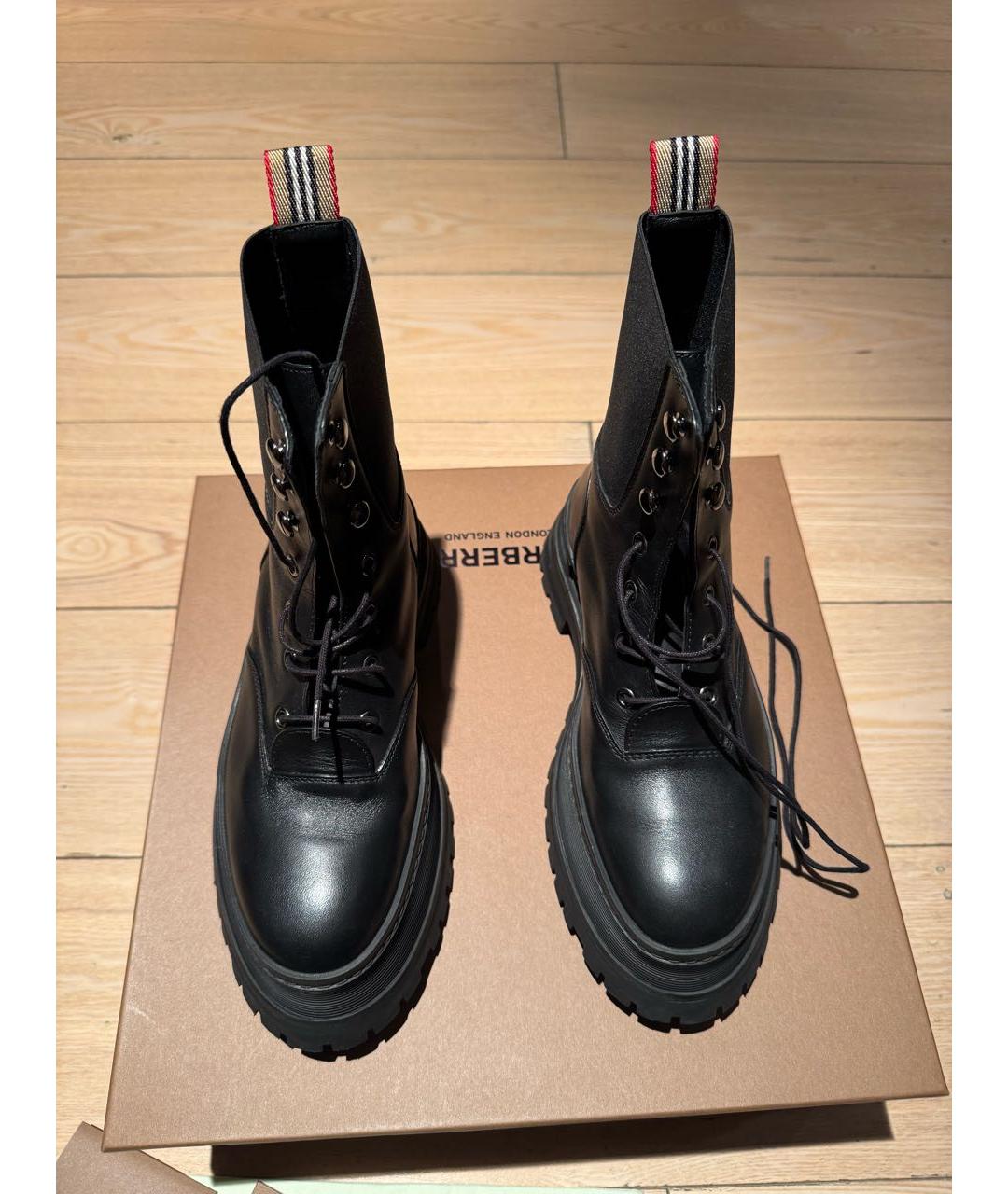 BURBERRY Черные кожаные ботинки, фото 2