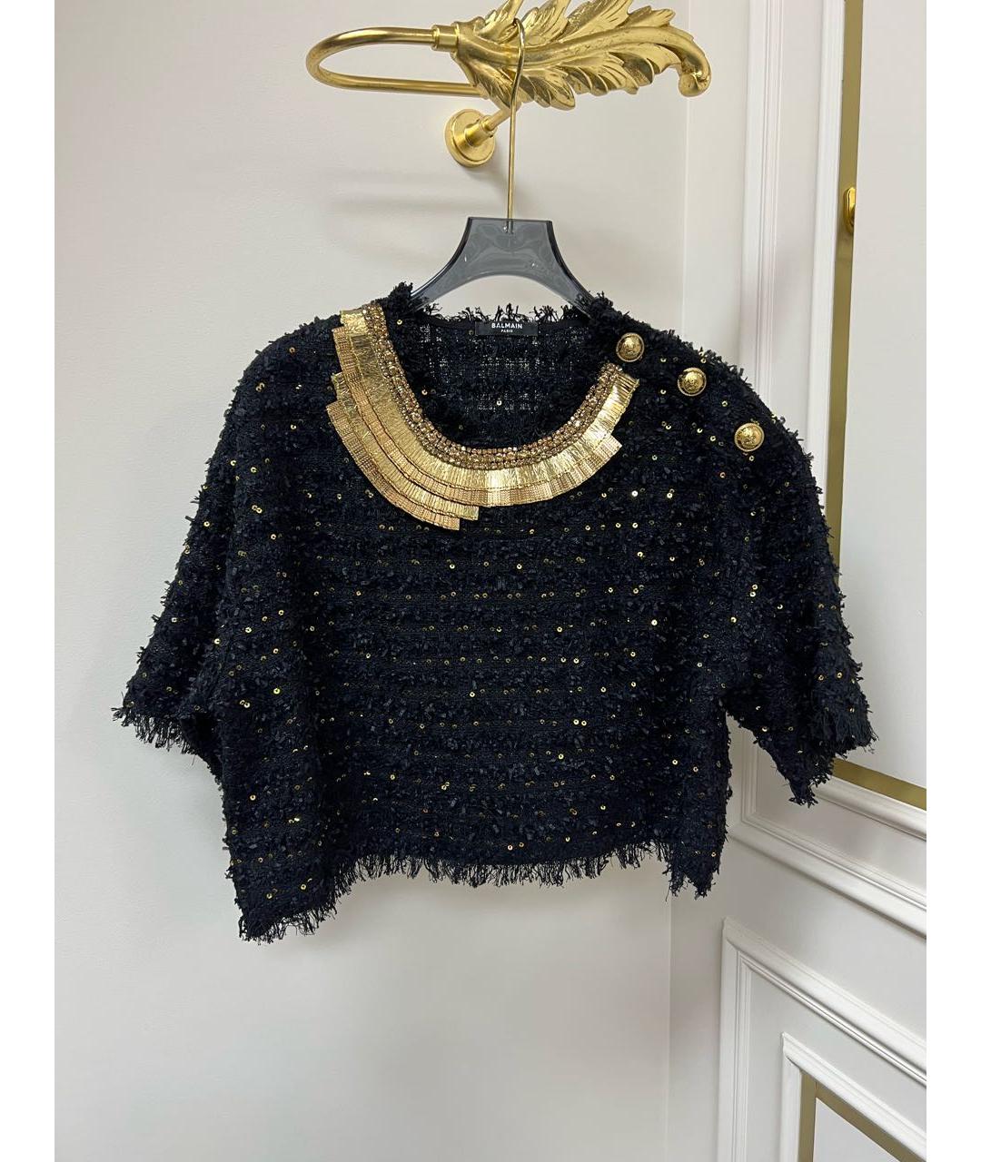 BALMAIN Черный твидовый джемпер / свитер, фото 9
