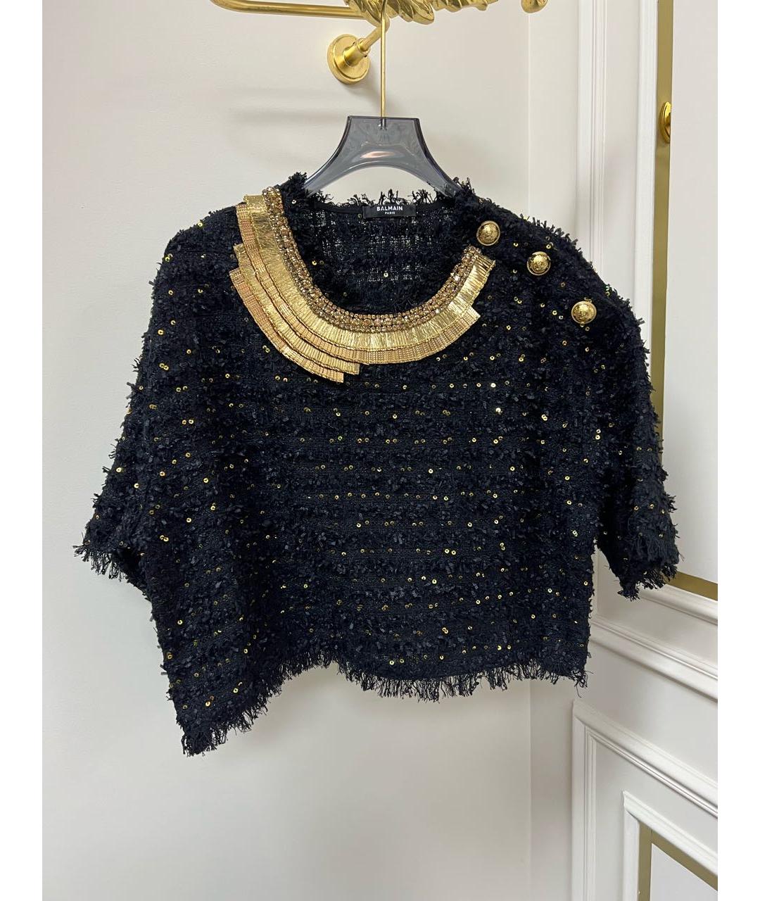 BALMAIN Черный твидовый джемпер / свитер, фото 2