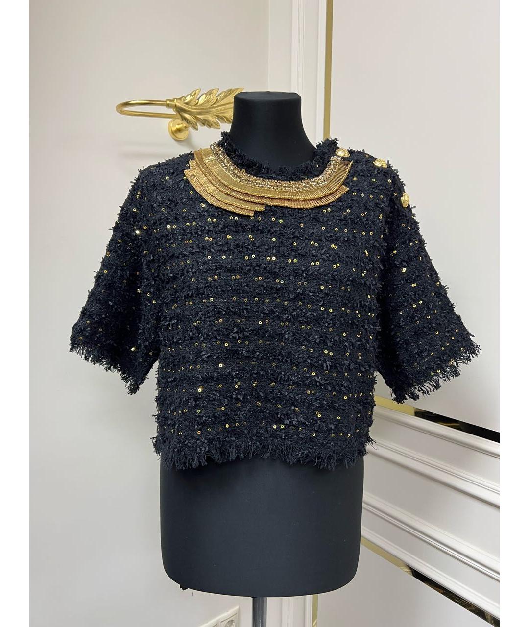 BALMAIN Черный твидовый джемпер / свитер, фото 6