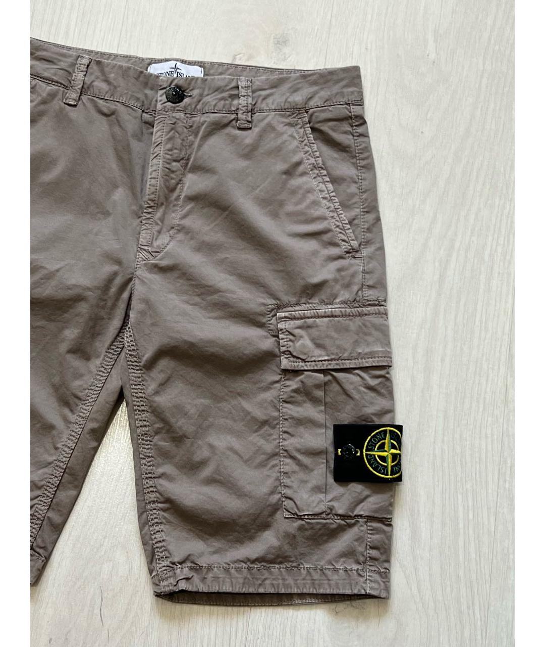 STONE ISLAND Бежевые хлопковые шорты, фото 4