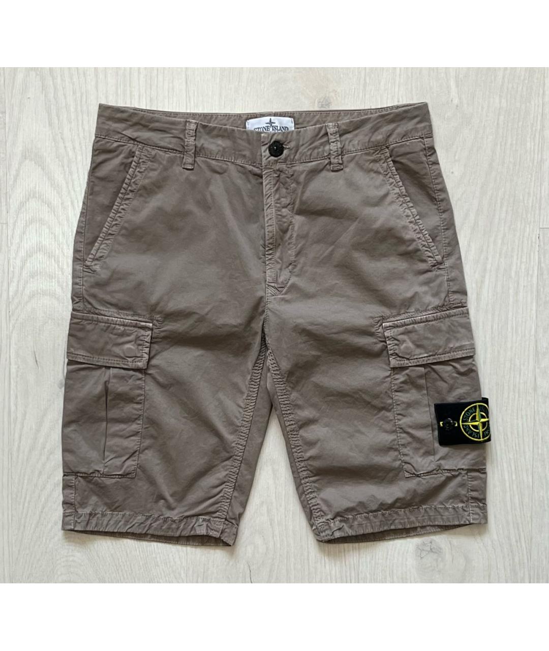STONE ISLAND Бежевые хлопковые шорты, фото 8