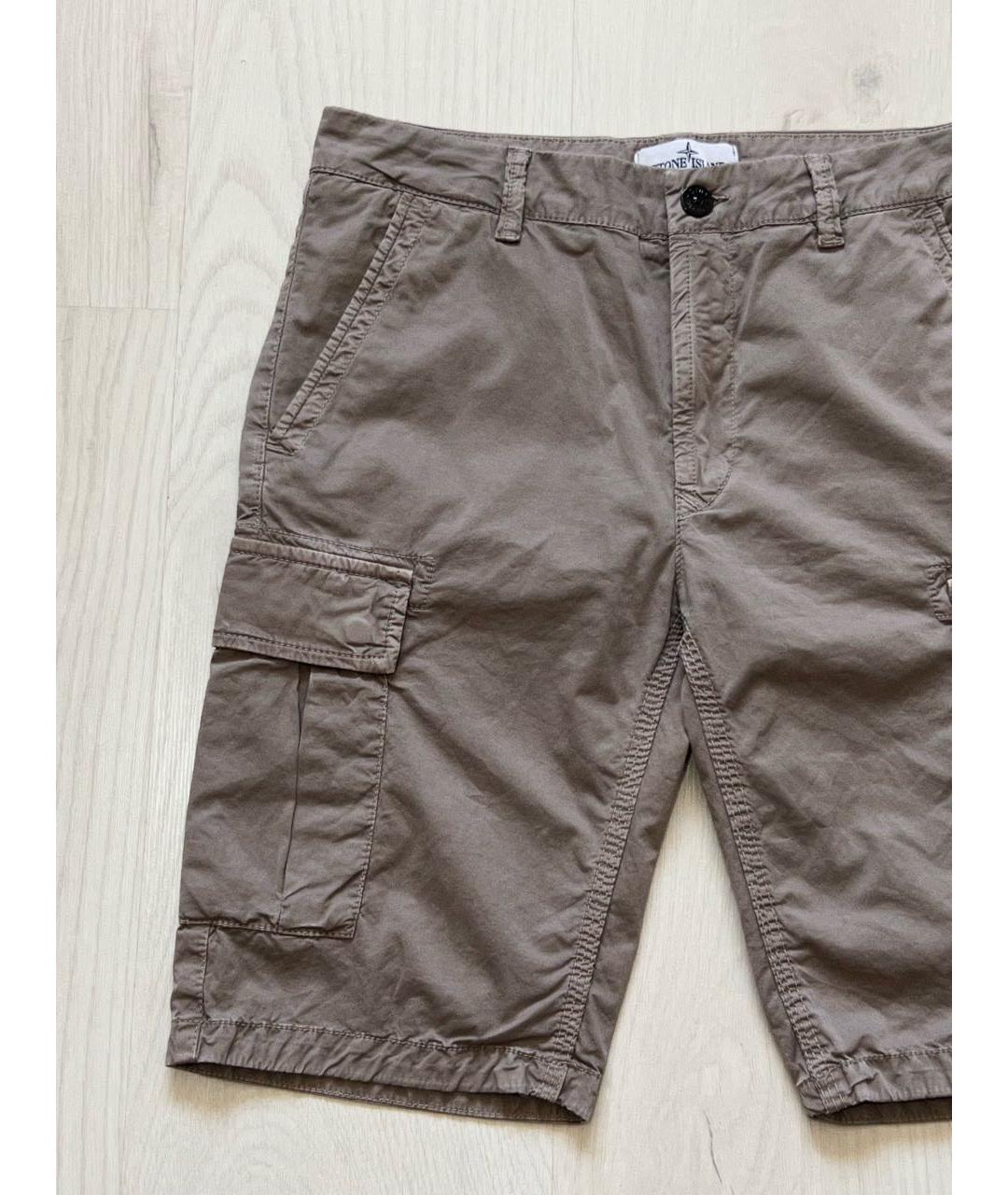 STONE ISLAND Бежевые хлопковые шорты, фото 5