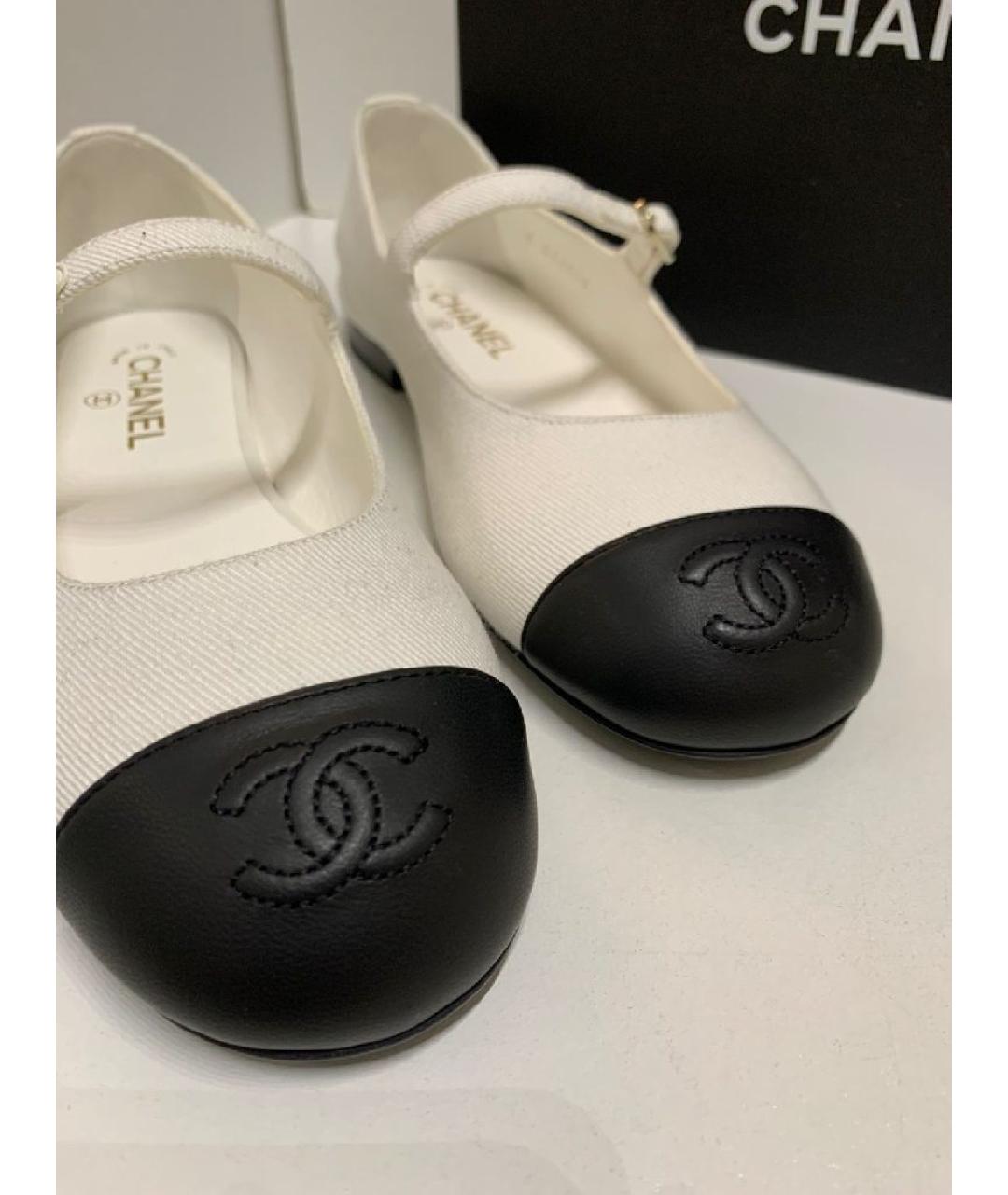 CHANEL Белые текстильные балетки, фото 8