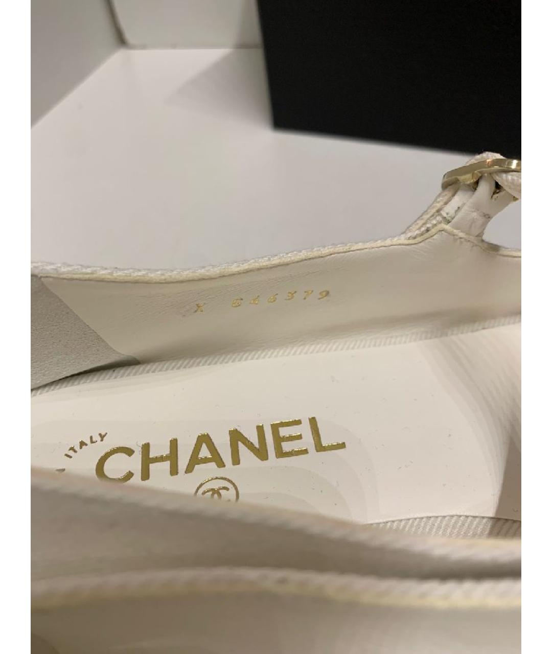 CHANEL Белые текстильные балетки, фото 9