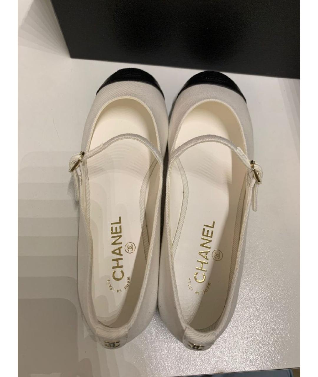 CHANEL Белые текстильные балетки, фото 5