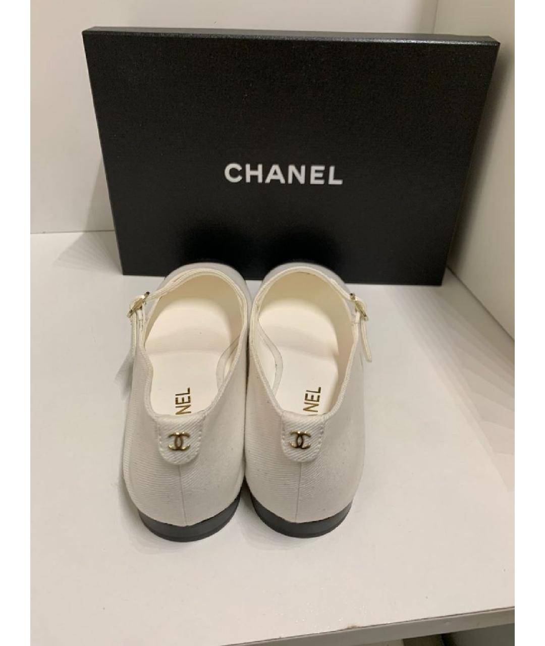 CHANEL Белые текстильные балетки, фото 4