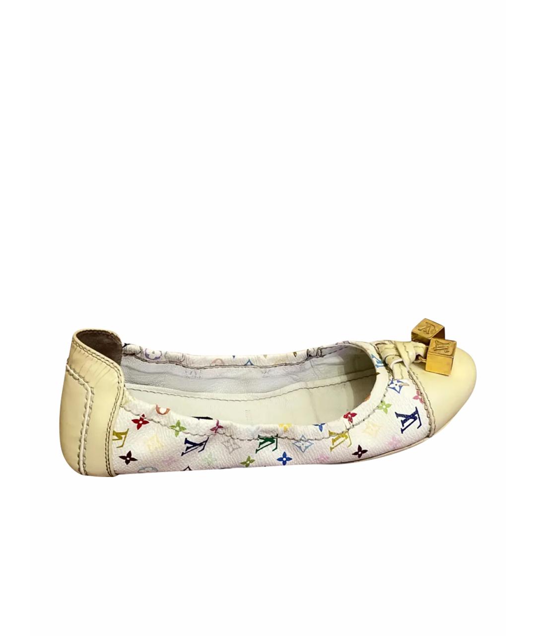LOUIS VUITTON Белые кожаные балетки, фото 1