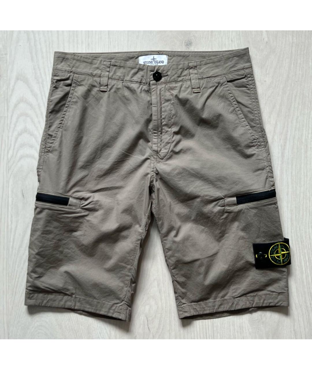 STONE ISLAND Бежевые хлопковые шорты, фото 8