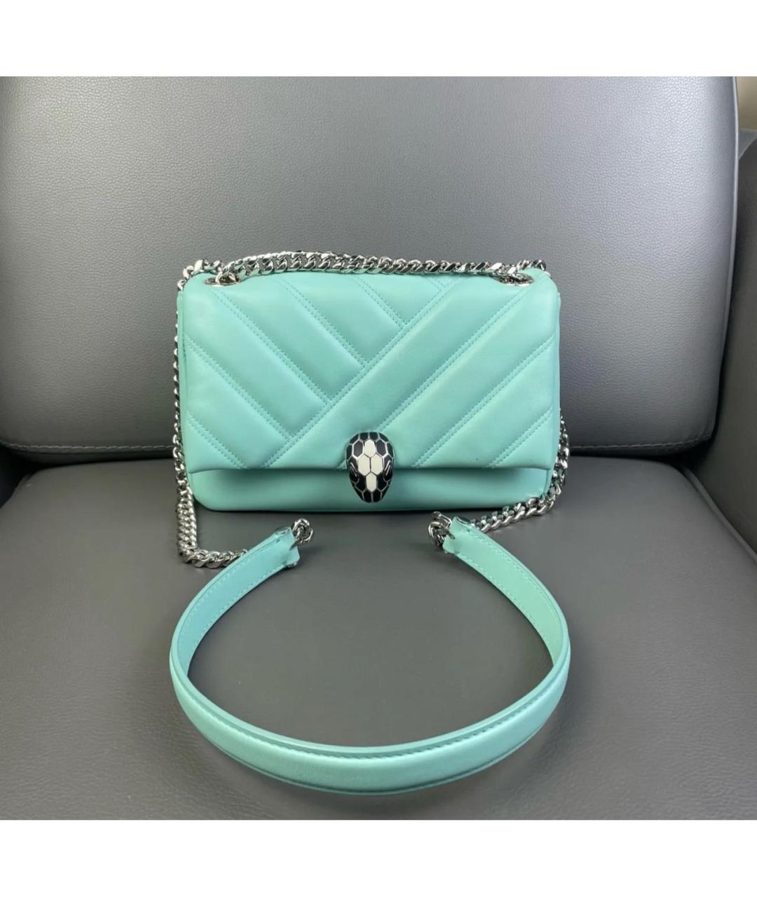 BVLGARI Голубая кожаная сумка через плечо, фото 7