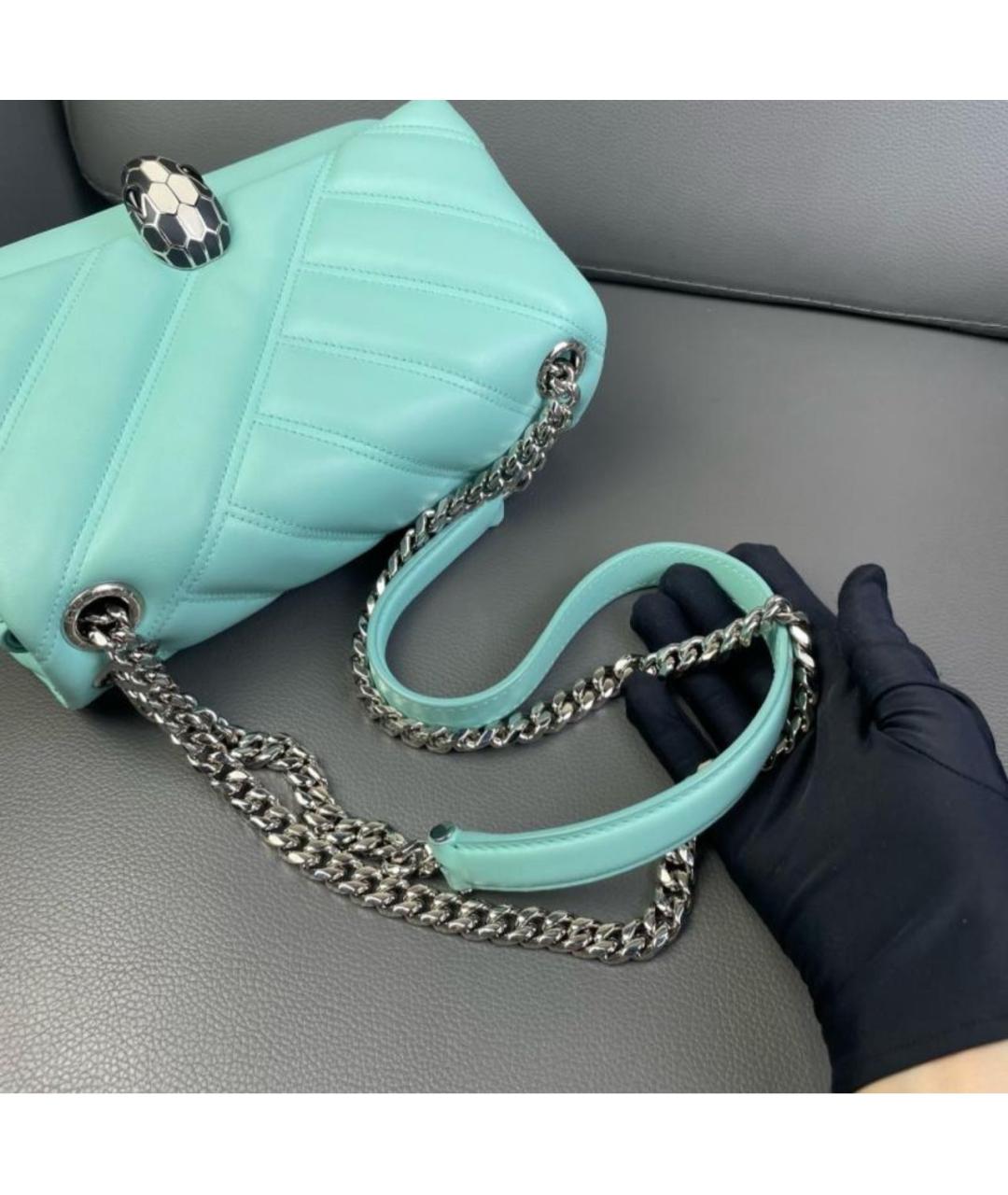 BVLGARI Голубая кожаная сумка через плечо, фото 4