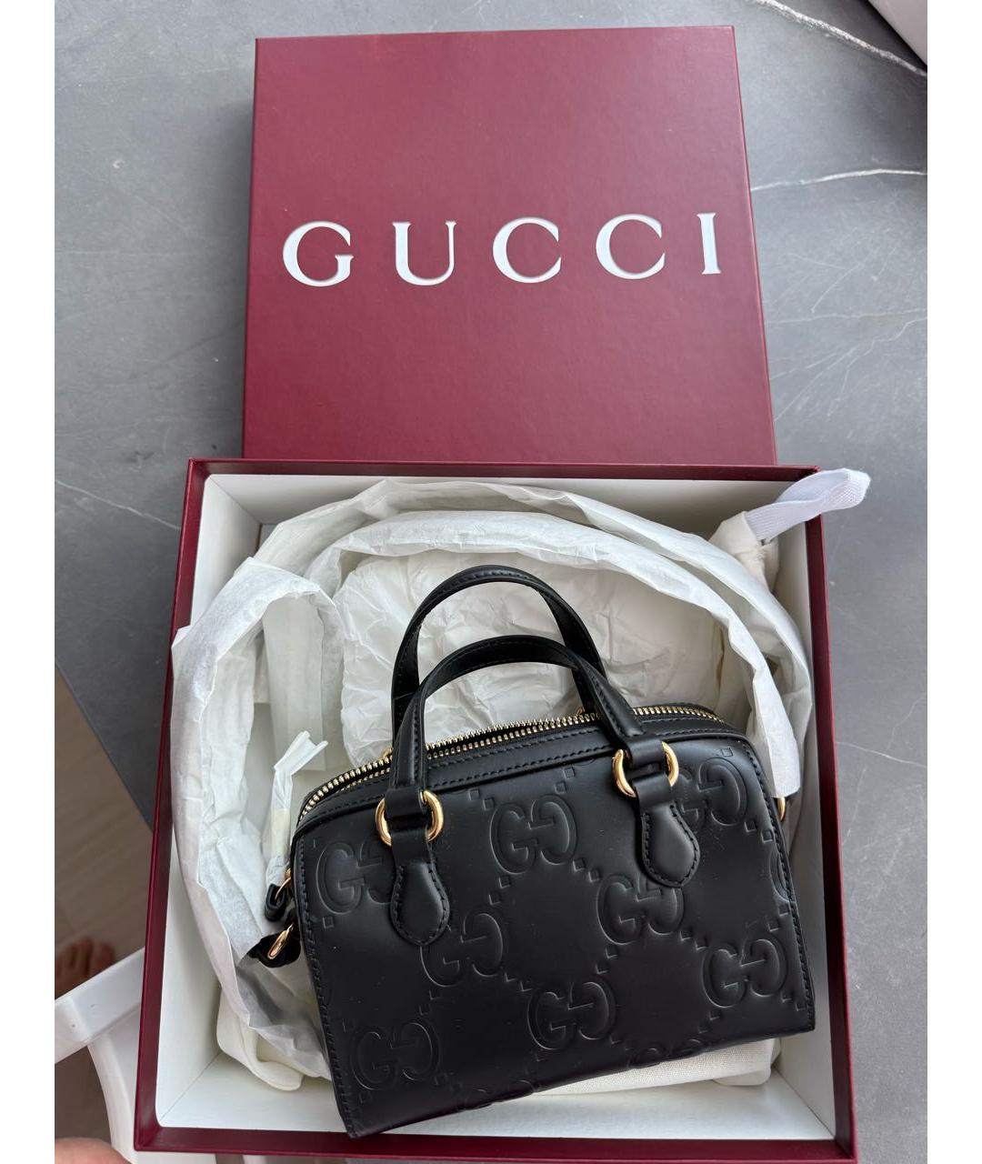GUCCI Черная кожаная сумка через плечо, фото 3