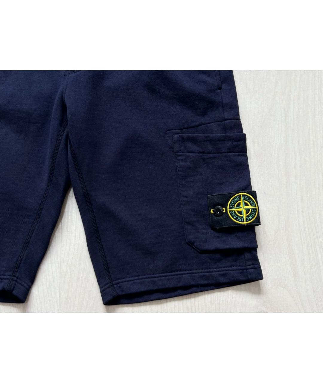 STONE ISLAND Темно-синие хлопковые шорты, фото 4