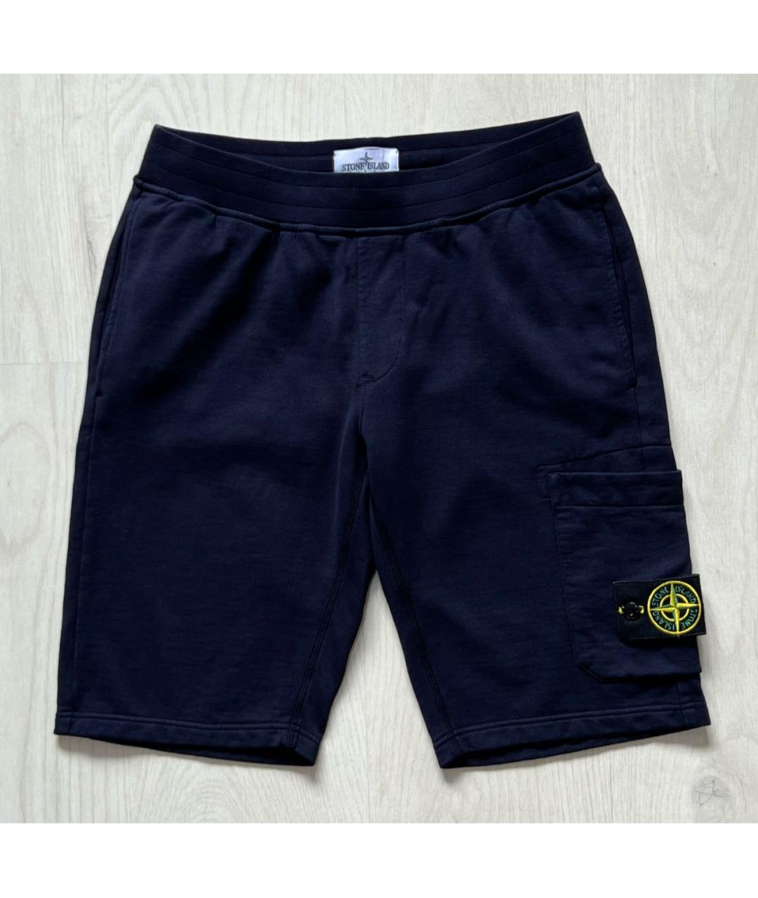 STONE ISLAND Темно-синие хлопковые шорты, фото 8