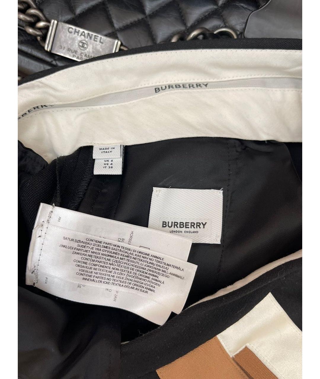 BURBERRY Черные шерстяные прямые брюки, фото 3