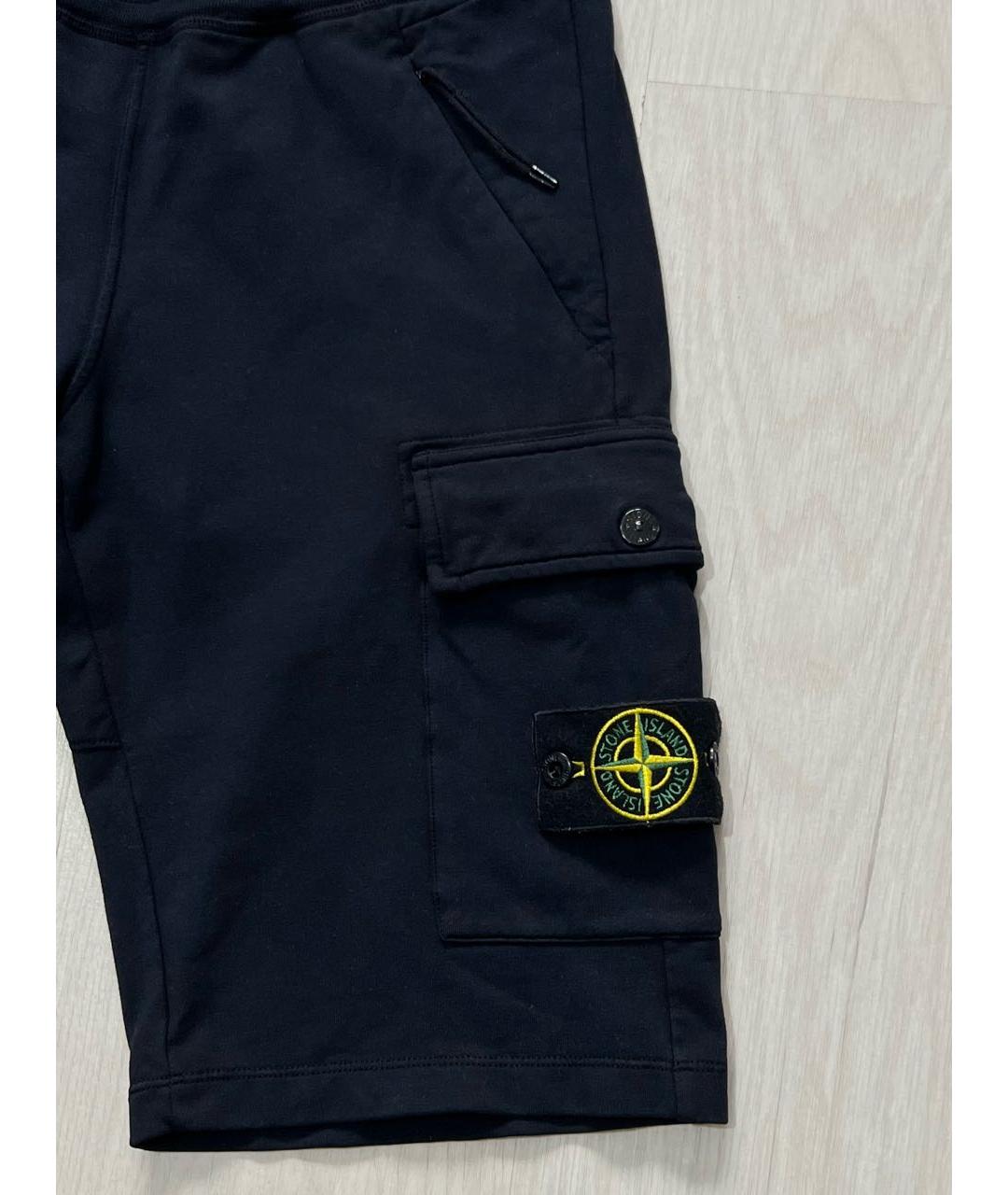 STONE ISLAND Темно-синие хлопковые шорты, фото 4