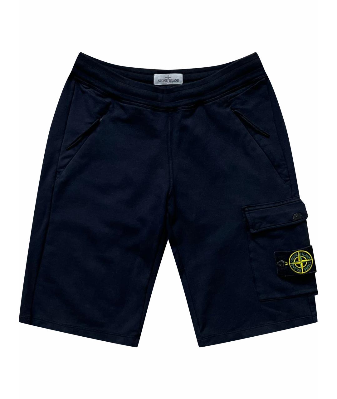 STONE ISLAND Темно-синие хлопковые шорты, фото 1