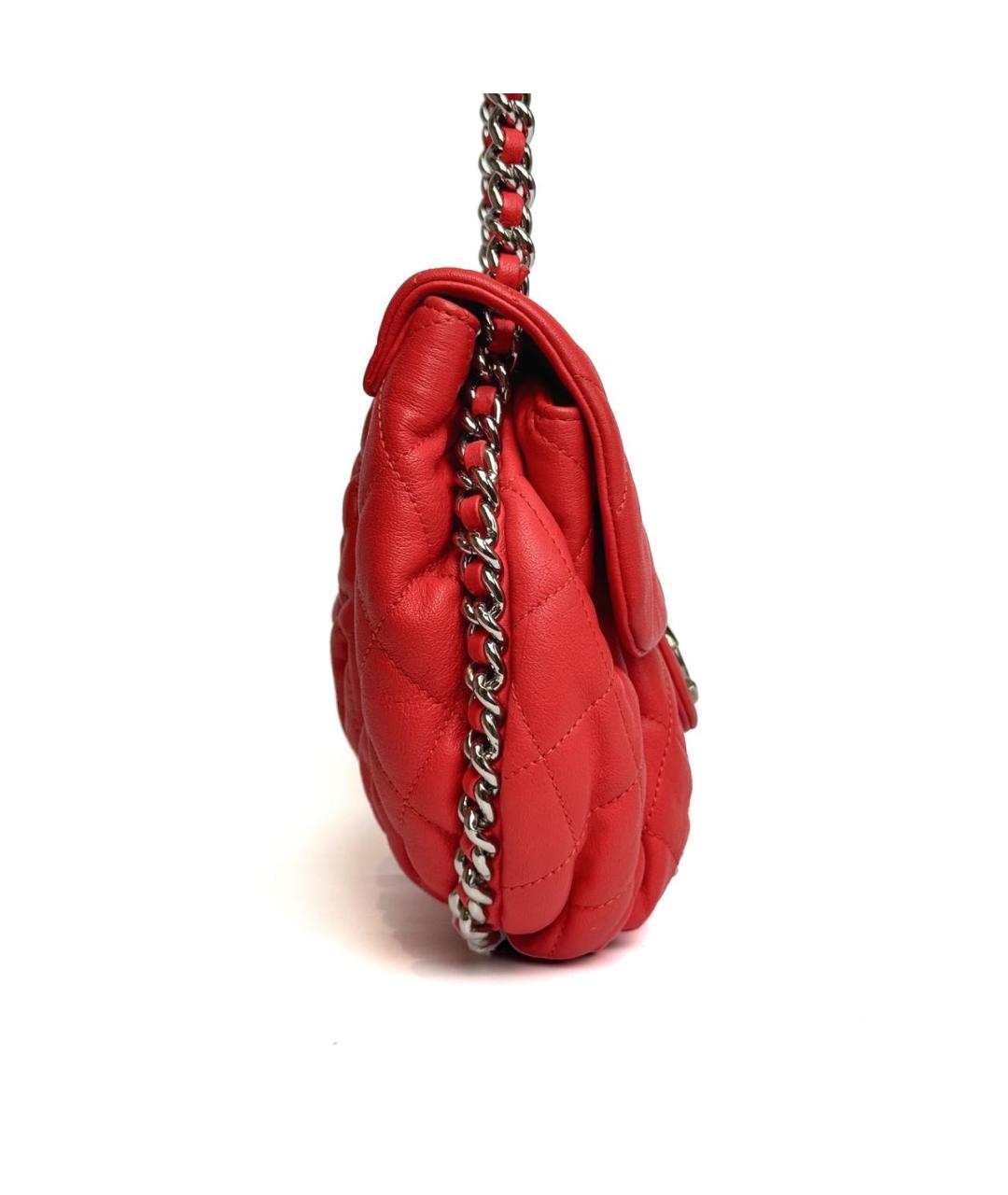 CHANEL Красная кожаная сумка через плечо, фото 7