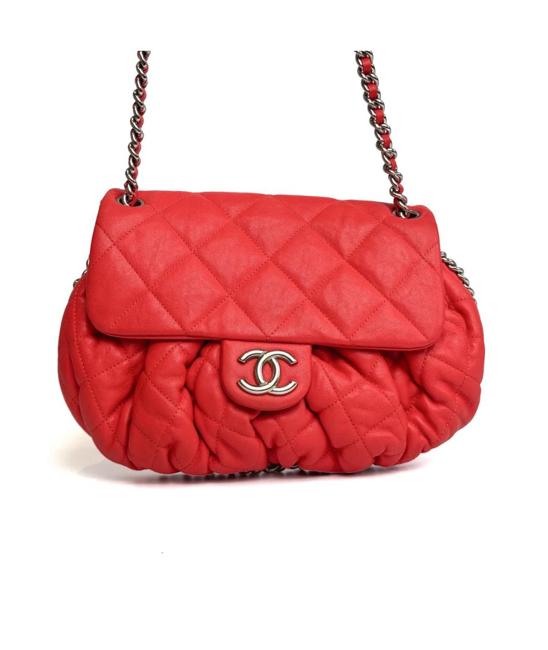 CHANEL Красная кожаная сумка через плечо, фото 3