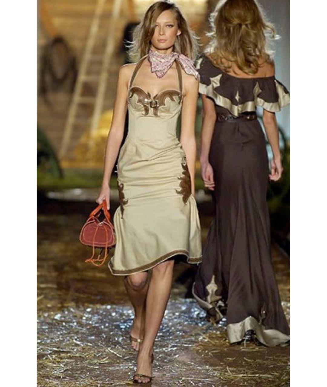 DSQUARED2 Бежевое хлопковое вечернее платье, фото 8