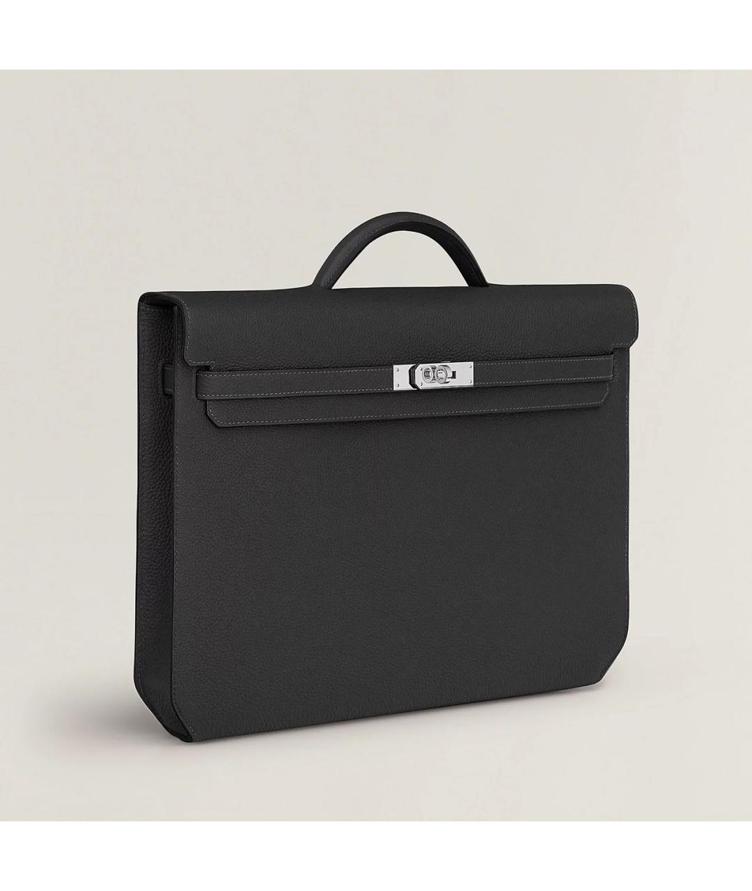 HERMES Черный кожаный портфель, фото 2