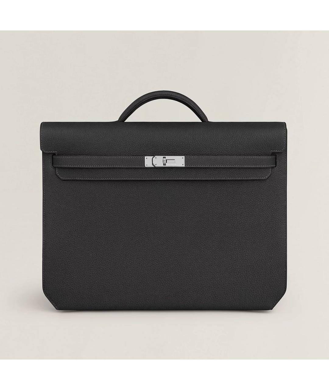 HERMES Черный кожаный портфель, фото 6