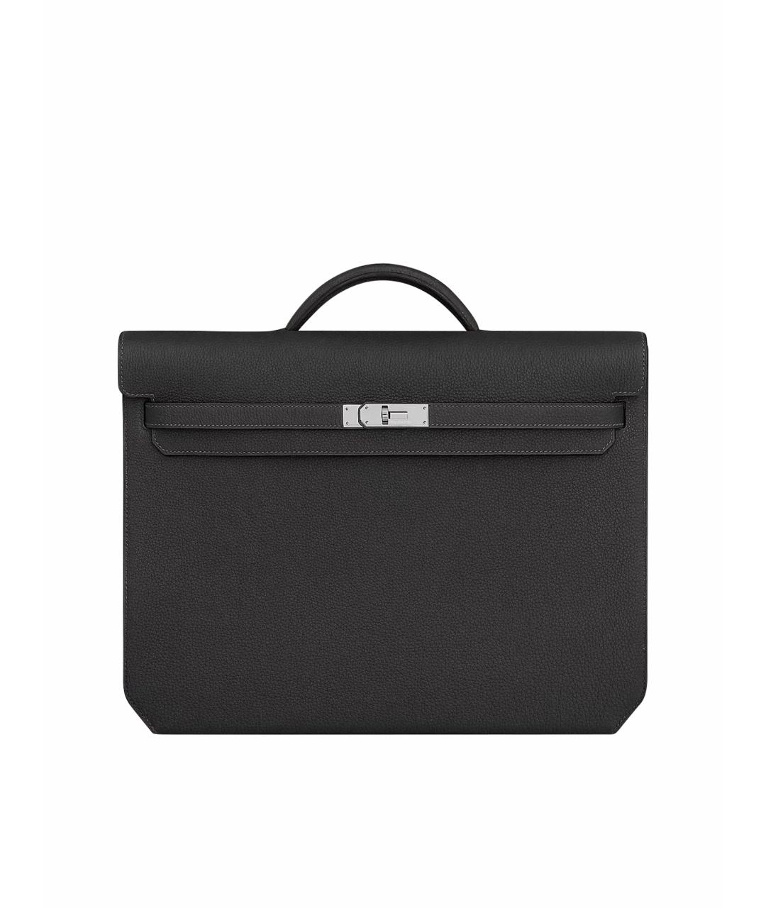 HERMES Черный кожаный портфель, фото 1