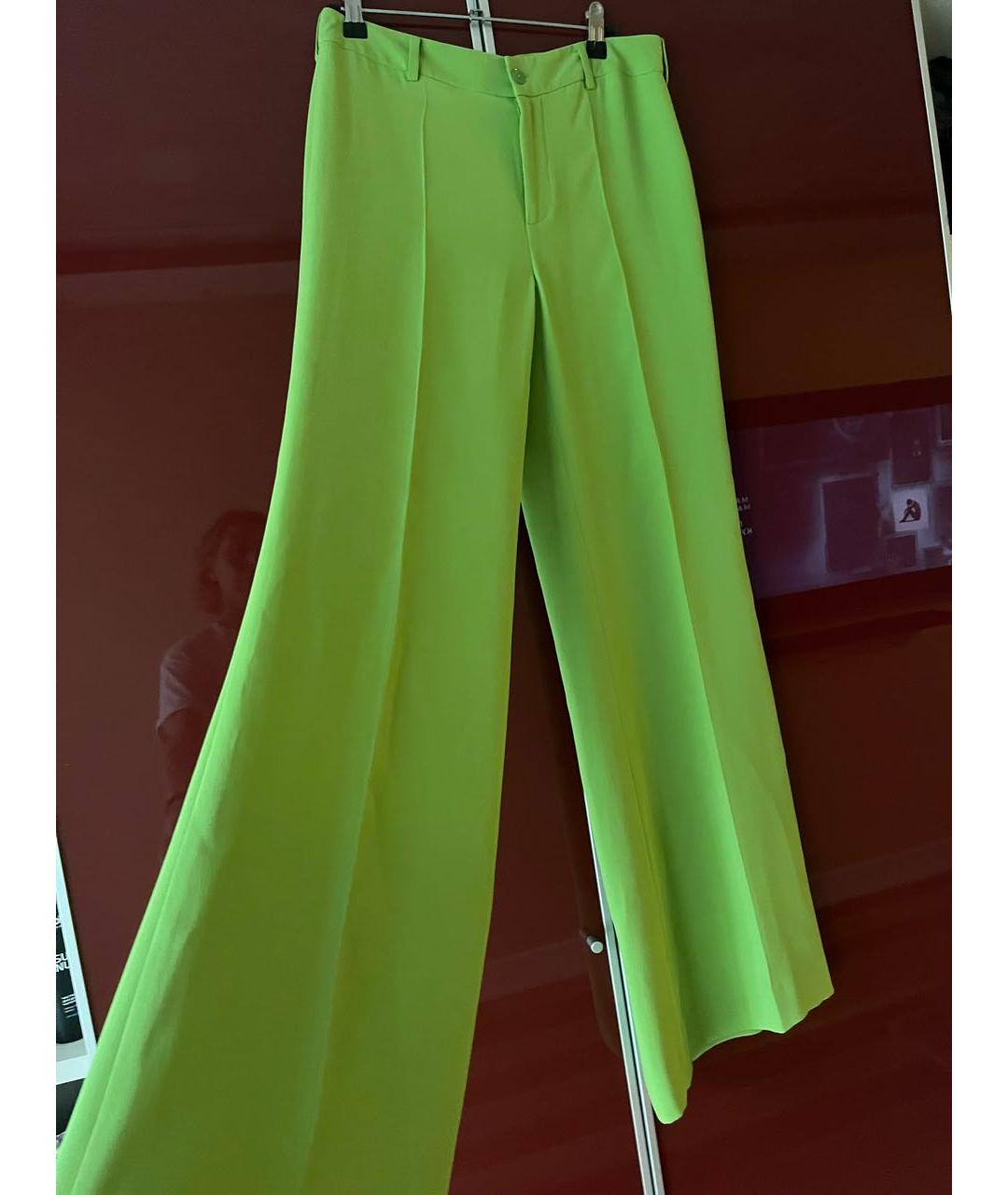 RALPH LAUREN COLLECTION Зеленые шелковые брюки широкие, фото 3