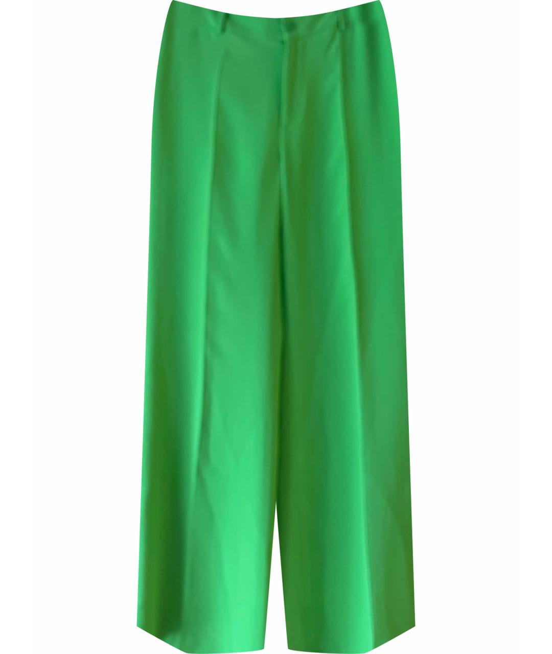 RALPH LAUREN COLLECTION Зеленые шелковые брюки широкие, фото 1
