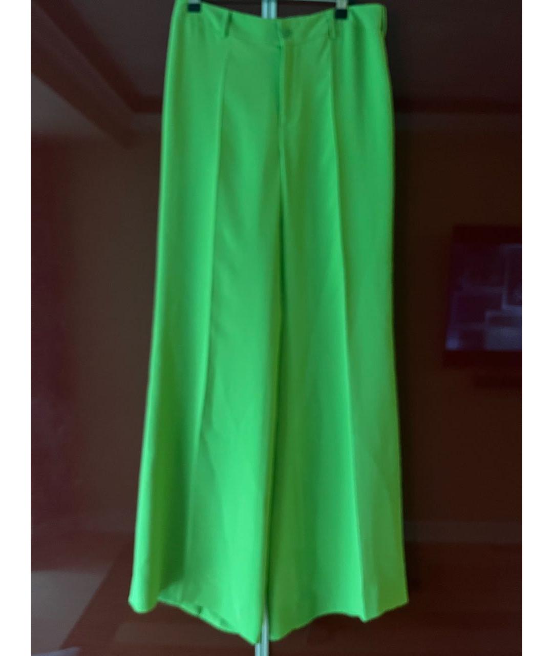 RALPH LAUREN COLLECTION Зеленые шелковые брюки широкие, фото 9