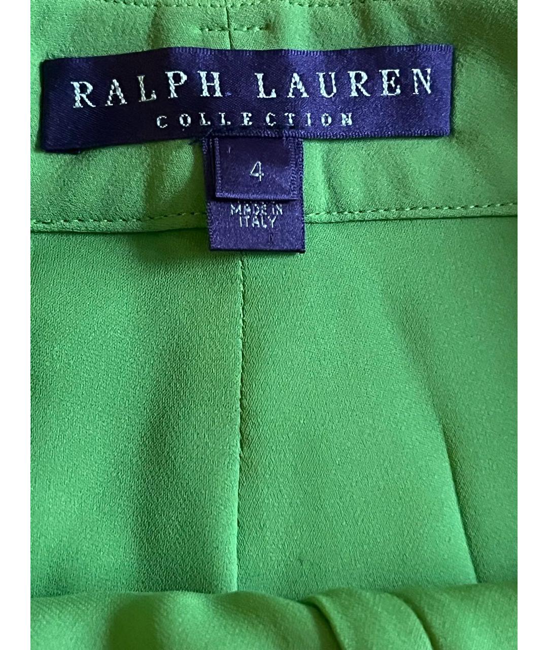 RALPH LAUREN COLLECTION Зеленые шелковые брюки широкие, фото 4