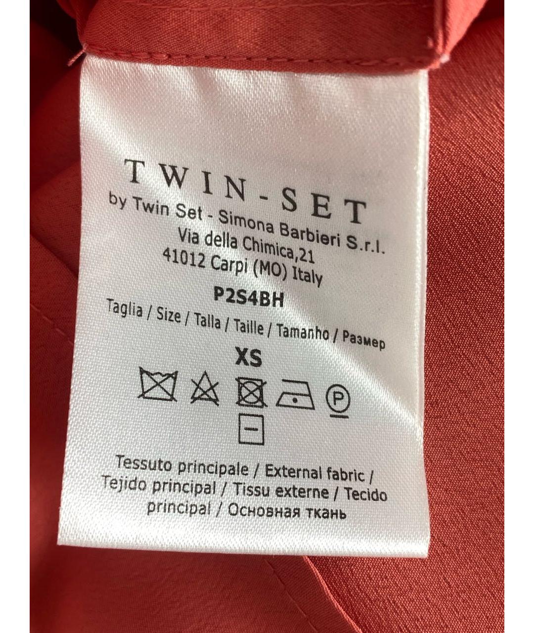 TWIN-SET Коралловое хлопковое повседневное платье, фото 7