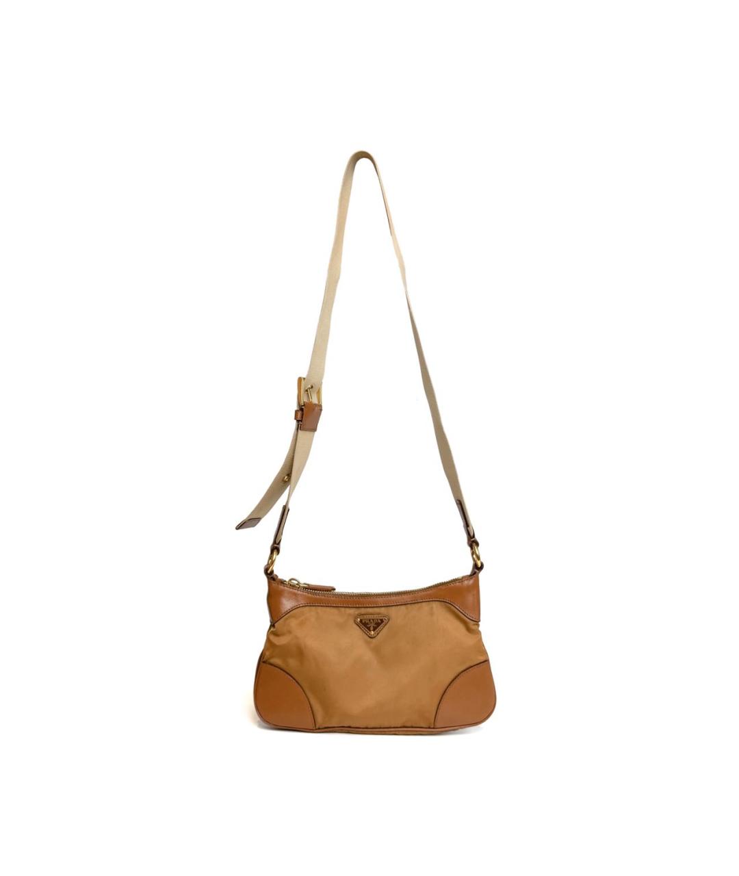 PRADA Бежевая тканевая сумка через плечо, фото 4