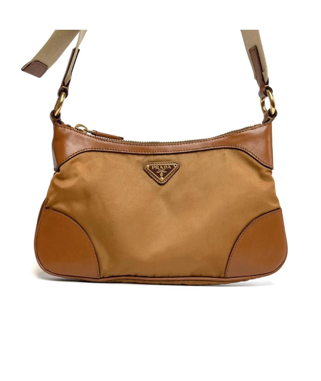 PRADA Бежевая тканевая сумка через плечо, фото 2