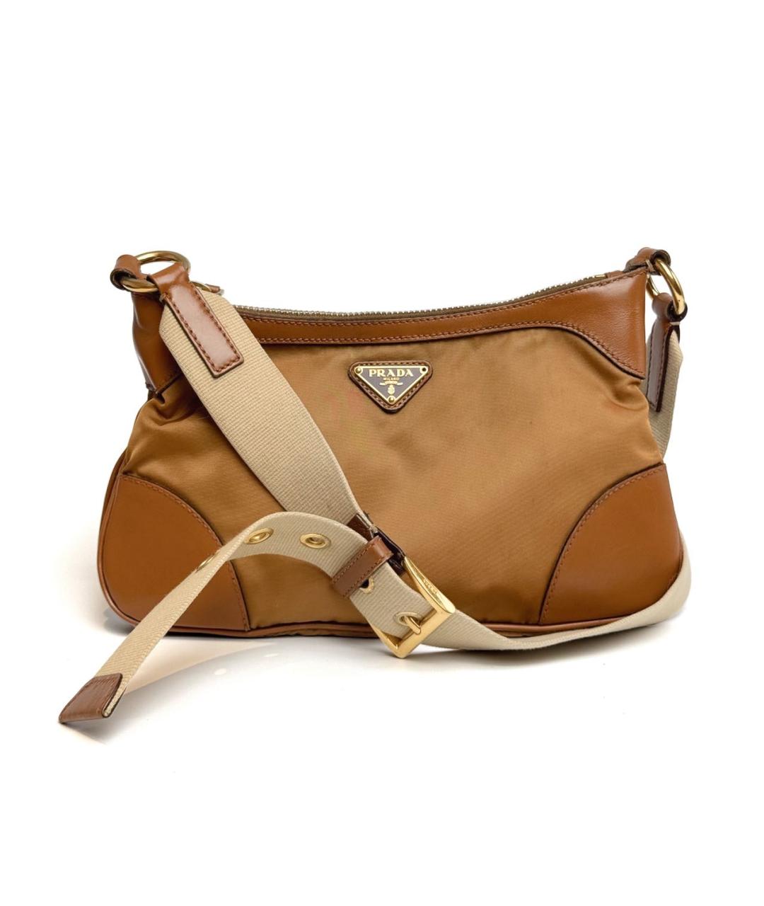 PRADA Бежевая тканевая сумка через плечо, фото 1