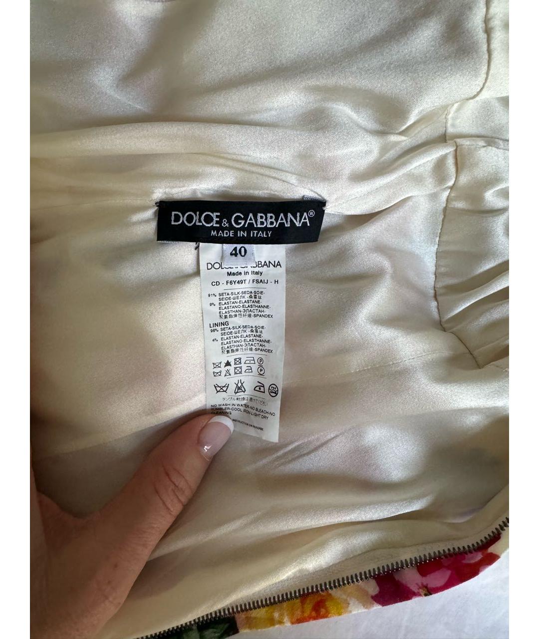 DOLCE&GABBANA Мульти шелковое коктейльное платье, фото 5
