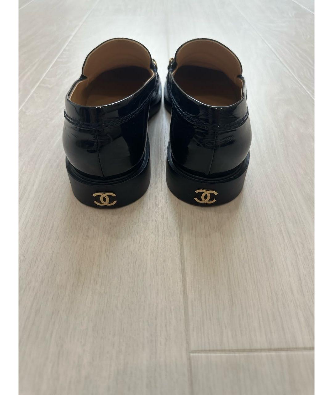 CHANEL Темно-синие кожаные лоферы, фото 5