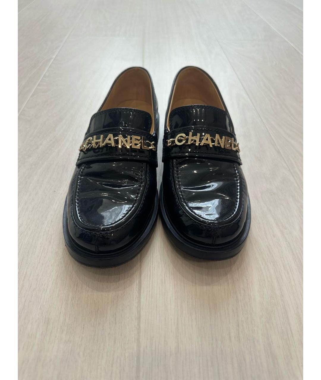 CHANEL Темно-синие кожаные лоферы, фото 8