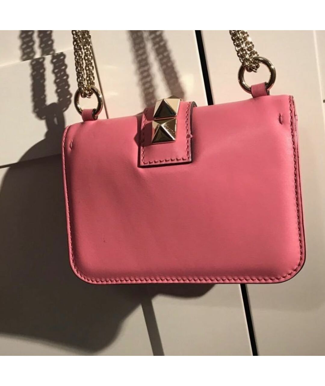 VALENTINO Розовая кожаная сумка тоут, фото 5