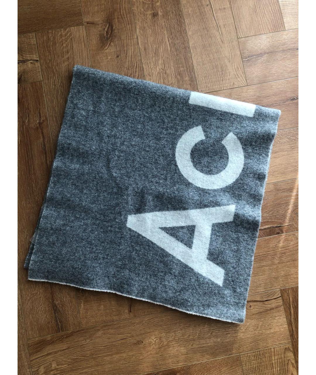 ACNE STUDIOS Серый шерстяной шарф, фото 3