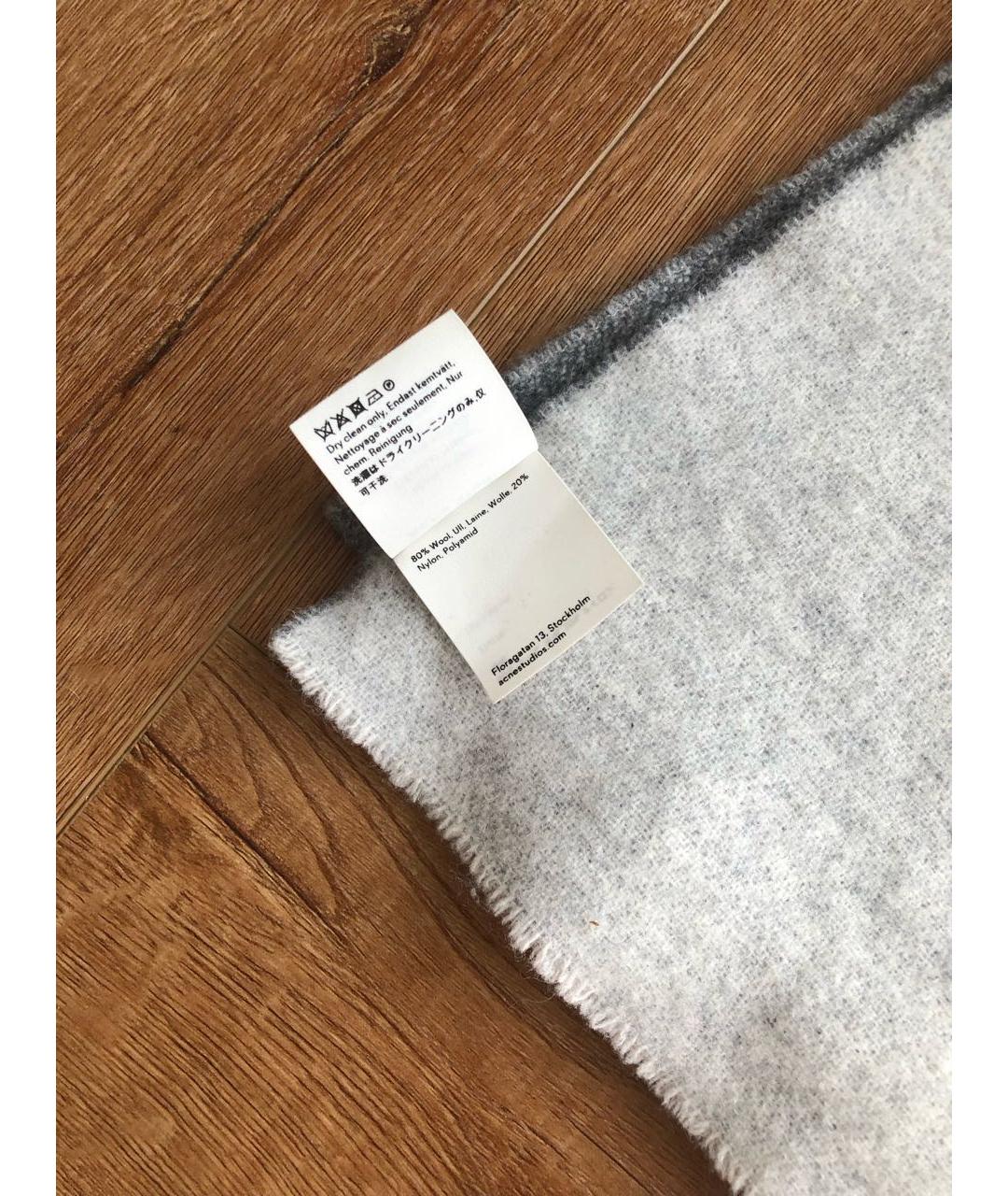 ACNE STUDIOS Серый шерстяной шарф, фото 5