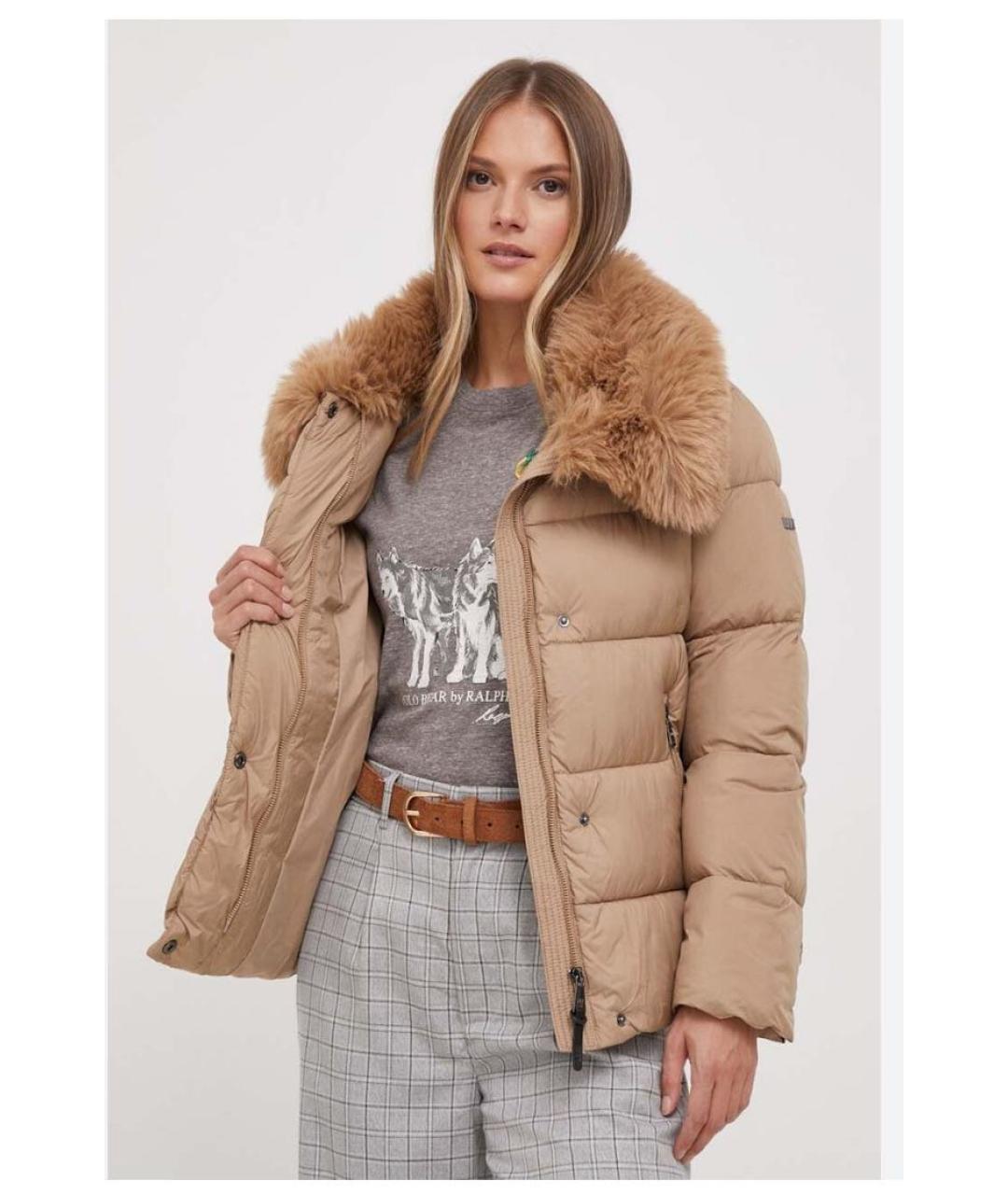 DKNY Бежевая полиэстеровая куртка, фото 6