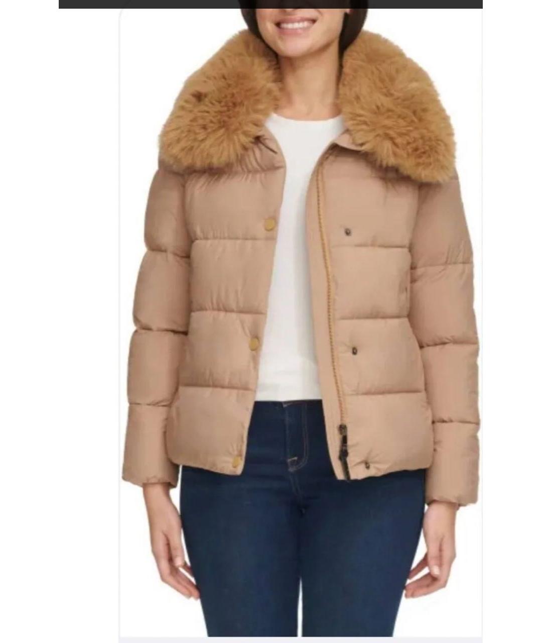 DKNY Бежевая полиэстеровая куртка, фото 4