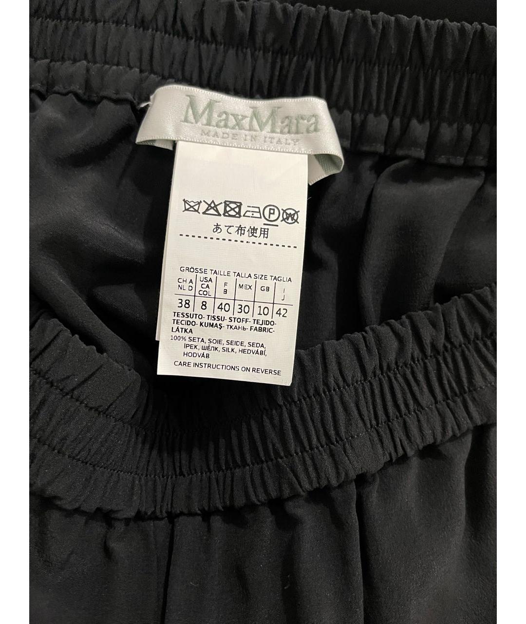 MAX MARA Черные шелковые брюки широкие, фото 3
