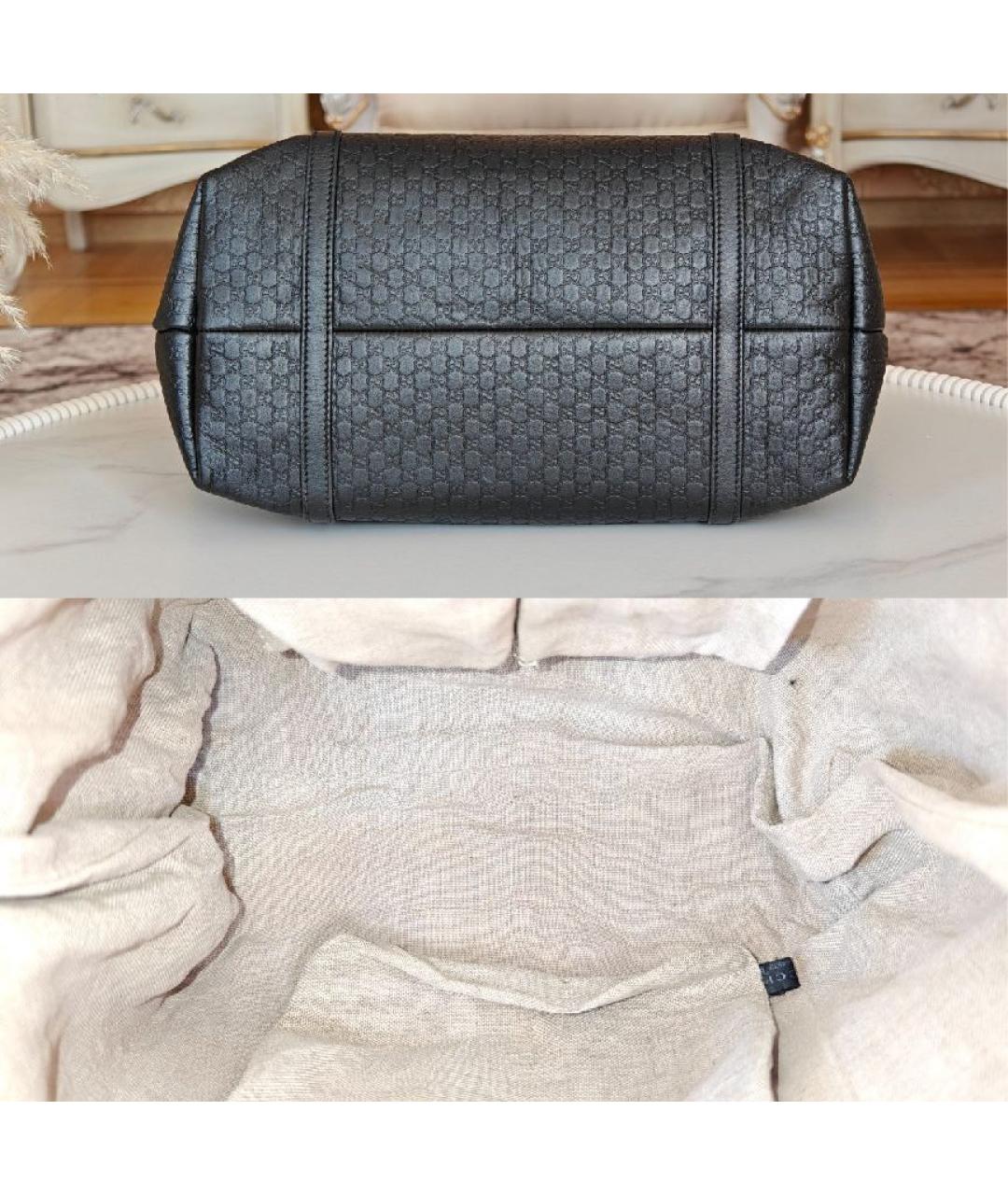 GUCCI Черная кожаная сумка с короткими ручками, фото 7