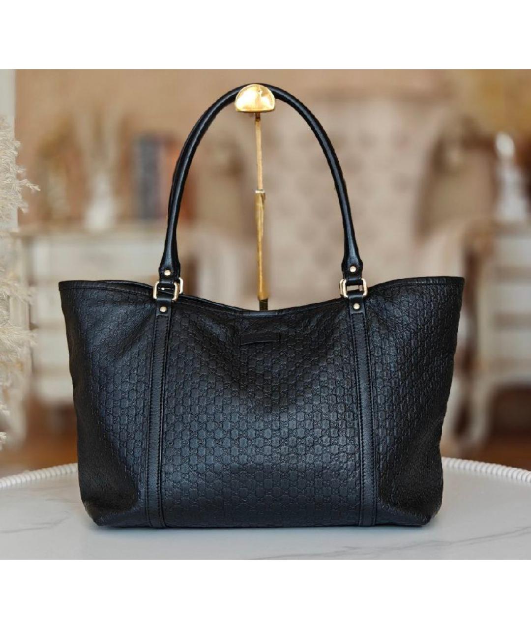 GUCCI Черная кожаная сумка с короткими ручками, фото 8