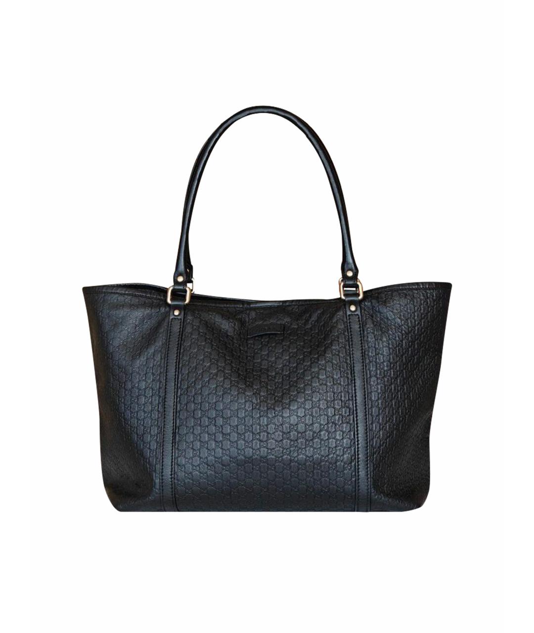 GUCCI Черная кожаная сумка с короткими ручками, фото 1