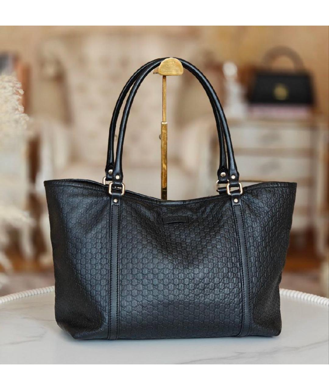 GUCCI Черная кожаная сумка с короткими ручками, фото 2