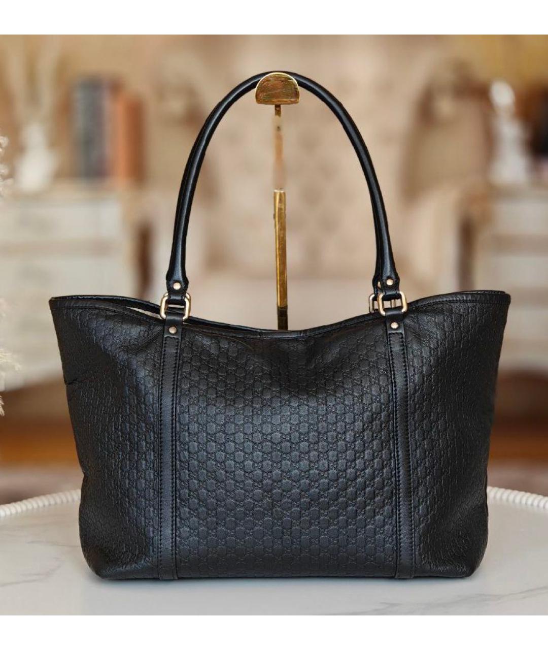 GUCCI Черная кожаная сумка с короткими ручками, фото 3